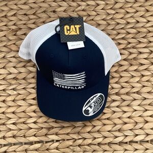 Caterpillar Blue and White Mesh Cap